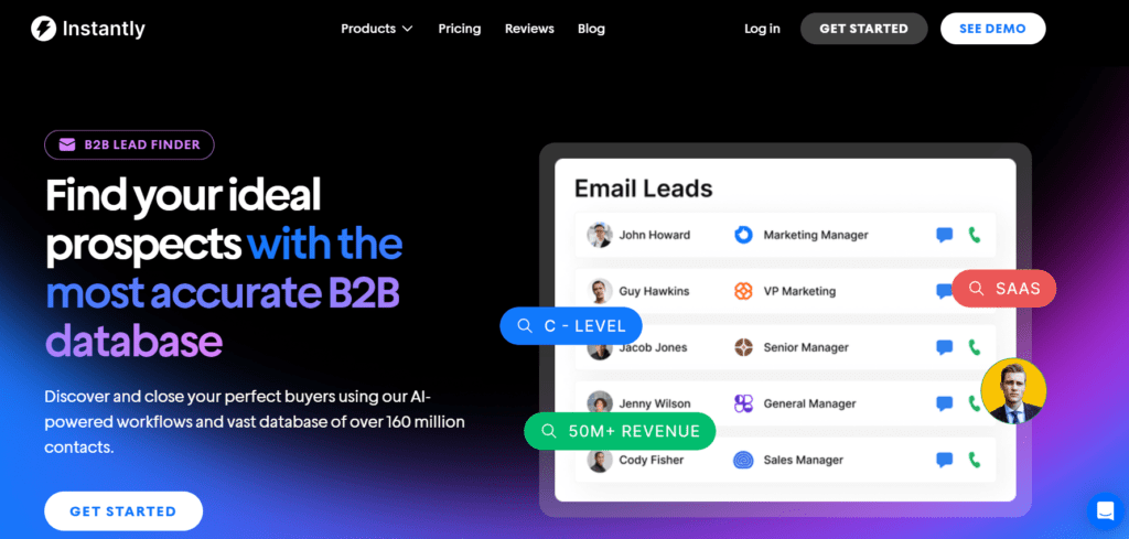 Instantly.ai home page