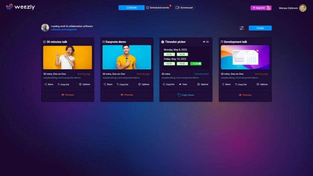 scheduling and video sharing